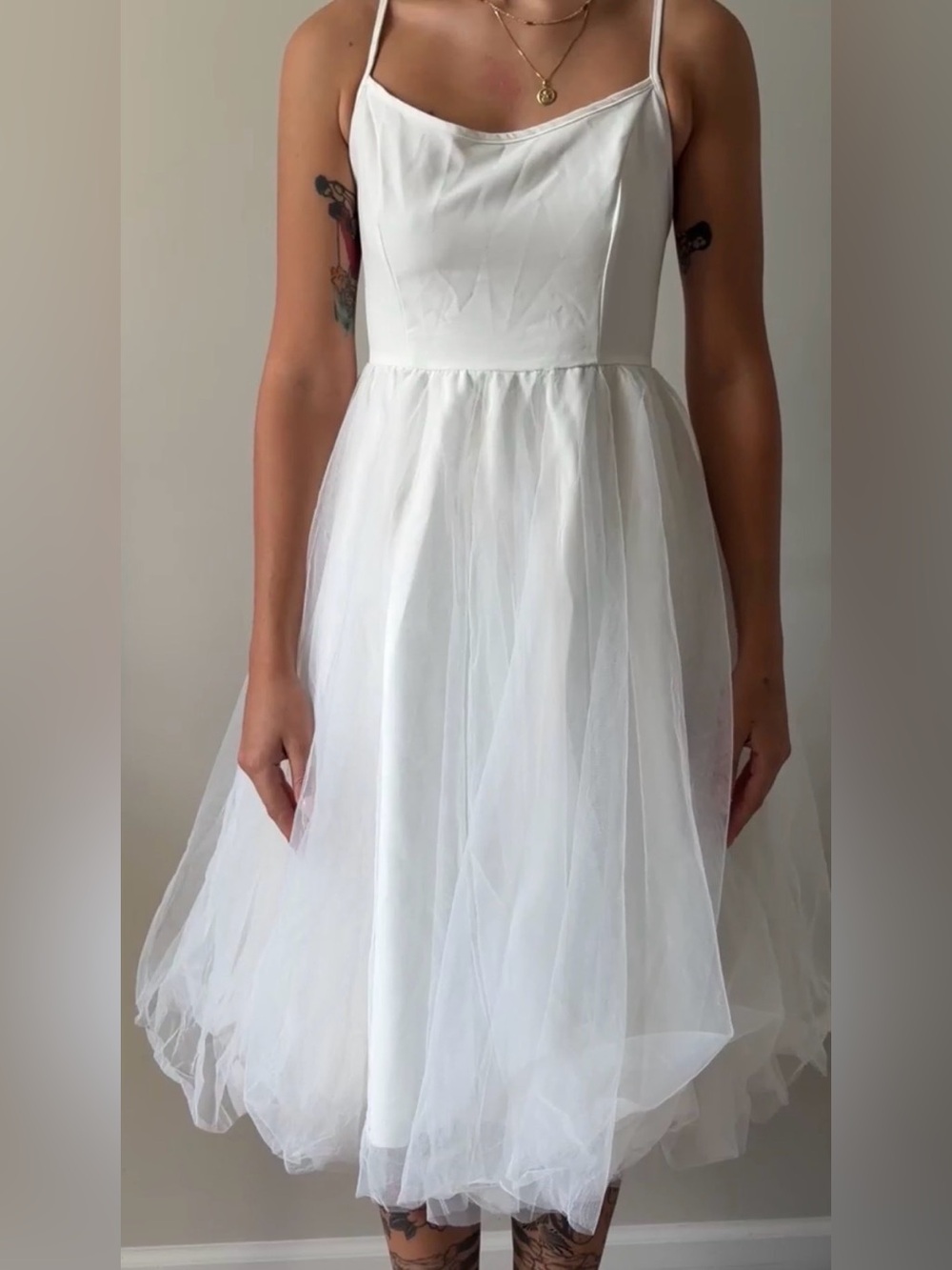 SHEIN Ivory Tulle Layered Dress
